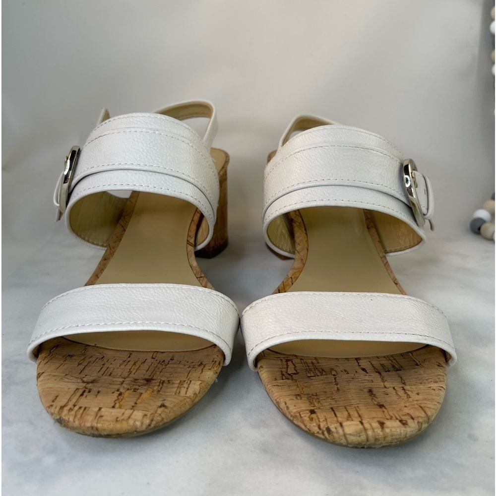 NATURALIZER Kaylee white faux leather block heel  comfort sandals size 11M - Picture 4 of 11